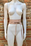 Wraparound belt in soft leather. Wrap belt in LIGHT dusty PINK. Longer option. Genuine leather pink wrap belt. Boho wrap dress belt