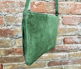 Suede leather bag in MOSS GREEN.Cross body bag, boho shoulder bag in GENUINE leather. Small leather bag,green shoulder bag, small green bag