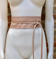 Wraparound belt in soft leather. Wrap belt in LIGHT dusty PINK. Longer option. Genuine leather pink wrap belt. Boho wrap dress belt