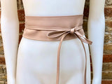 Wraparound belt in soft leather. Wrap belt in LIGHT dusty PINK. Longer option. Genuine leather pink wrap belt. Boho wrap dress belt