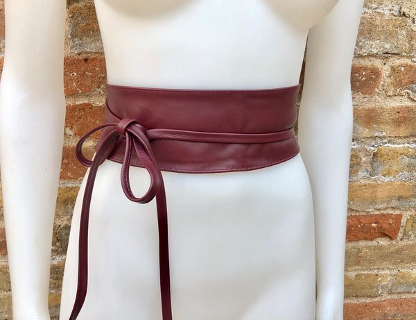 Wraparound belt in soft Burgundy wrap Longer option