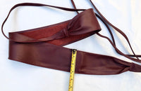 Wraparound belt in soft leather. Burgundy wrap belt. Longer option. Genuine leather wine red belt. Boho dress belt, dark red leather sash