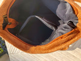 Crossbody bag. Camel BROWN boho suede leather purse with bronze color tacks Genuine suede leather messenger bag. Saddle brown crossbody bag