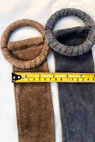 Denim blue suede waist belt with large round buckle. Soft suede belt in blue- gray color. Boho suede belt. Genuine natural suede leather