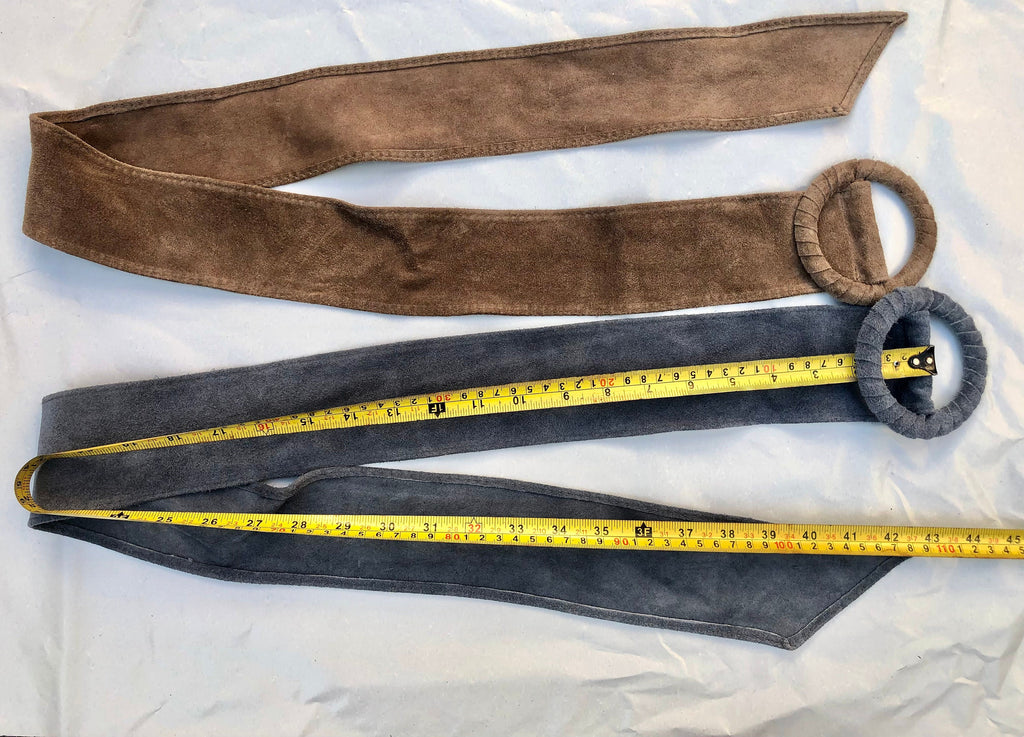 Teal blue - green suede waist belt with large round buckle.Boho soft suede belt. Genuine natural dark green suede leather