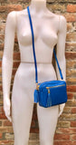 Small leather bag in dark cobalt blue. GENUINE leather shoulder or crossbody bag. Royal blue purse, adjustable strap and zipper.