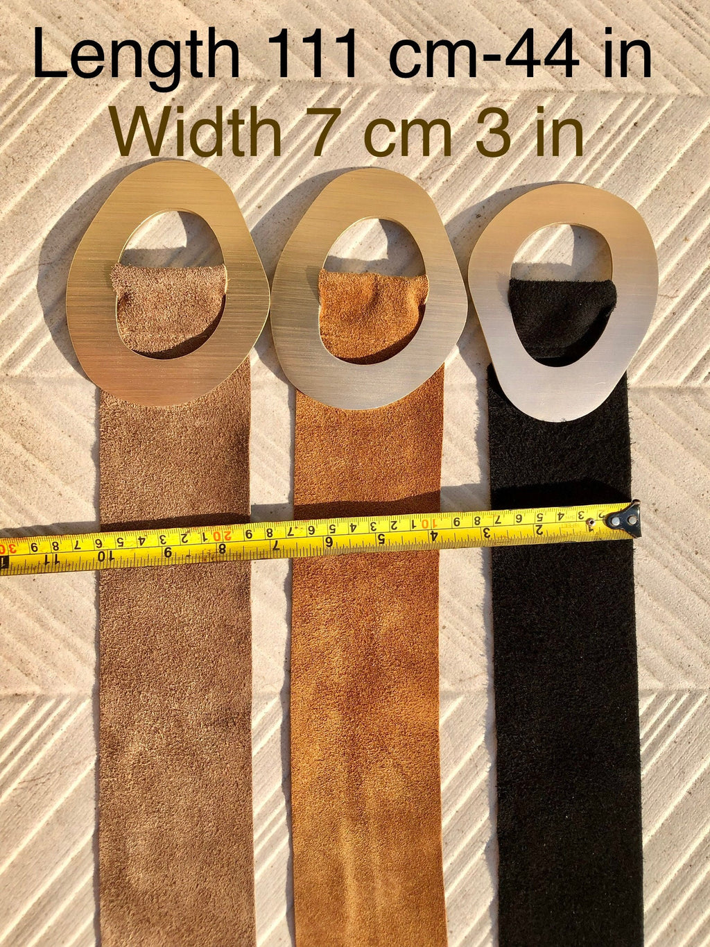 Light brown suede waist belt with large metal buckle. Soft suede belt in taupe color. Boho suede belt. Greyge genuine natural suede leather.
