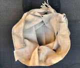 Beige leather shopper bag in genuine suede. Slouchy beige carry all tote bag for laptops, tablets, books. Suede leather purse with tassel