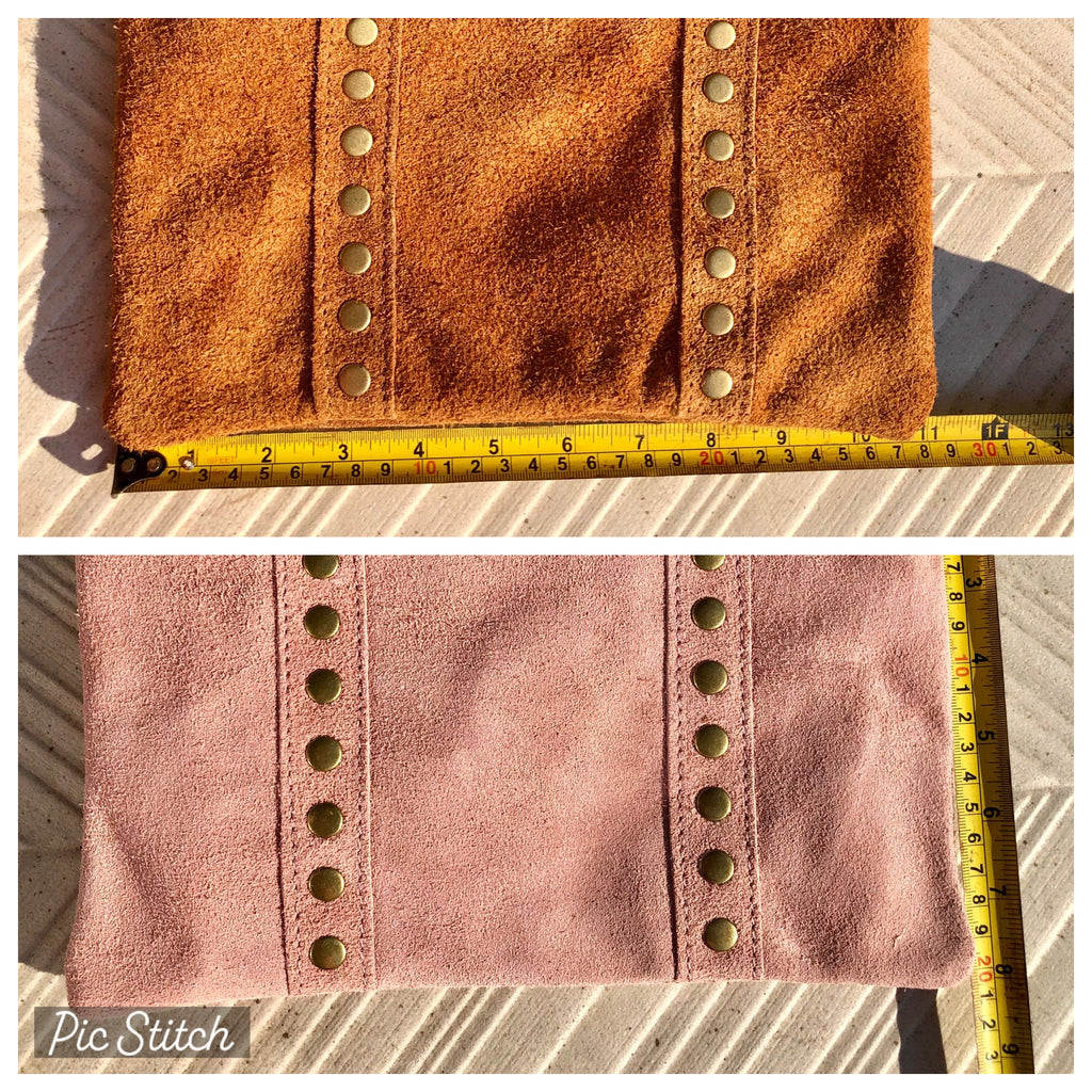 Crossbody bag. Camel beige boho suede leather purse with bronze color tacks Genuine suede leather messenger bag. Tan beige crossbody bag