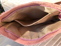 Crossbody bag. Camel beige boho suede leather purse with bronze color tacks Genuine suede leather messenger bag. Tan beige crossbody bag