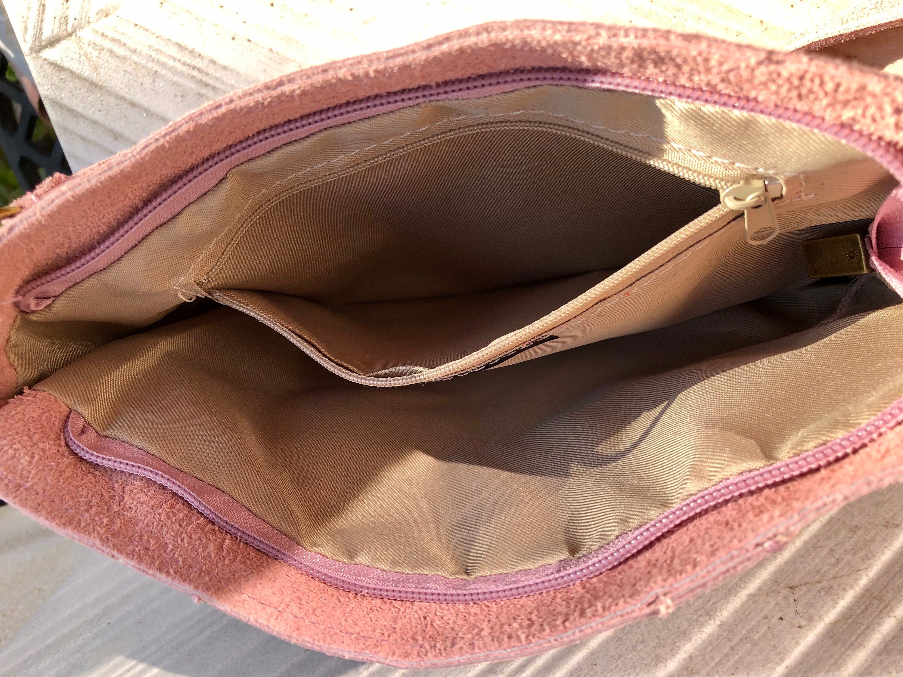 Crossbody bag. Camel beige boho suede leather purse with bronze color tacks Genuine suede leather messenger bag. Tan beige crossbody bag