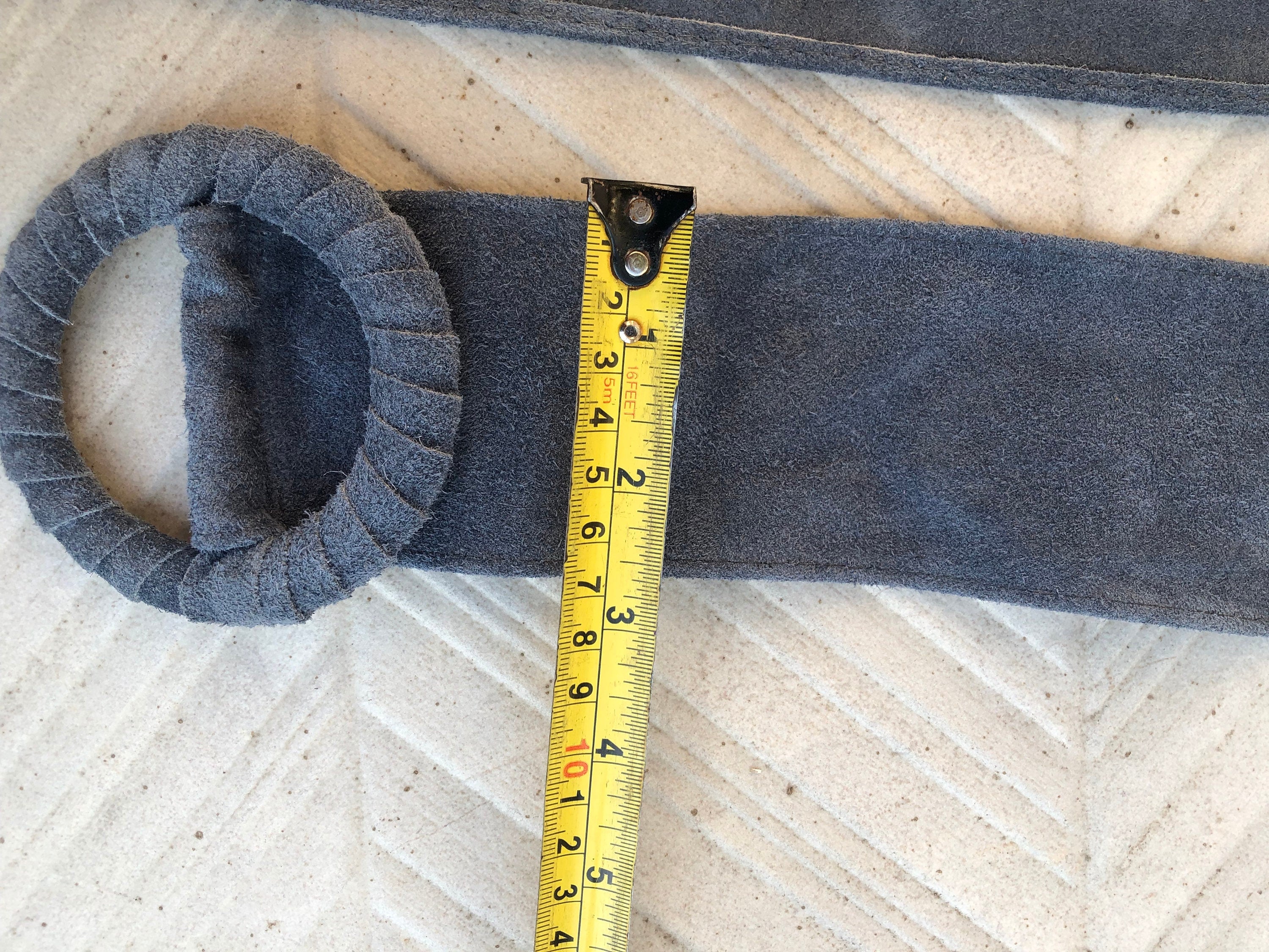 Turquoise suede waist belt with large round buckle.Boho soft suede belt in a light blue shade. Genuine natural blue suede leather