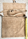 Cross body suede bag. GENUINE leather bag in beige. BOHO natural leather bag. Messenger bag in suede for books, tablets. Beige suede purse