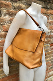 Leather bag in camel brown. Genuine leather shouder / crossbody bag in saddle brown with short + long straps. Saddle Brown leather purse