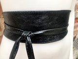 Black bi belt in soft leather. Wrap belt in metallic BLACK. Waist wraparound belt in black genuine leather. Boho black waist cinch belt.