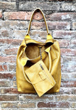 Tote leather bag in yellow. Genuine leather shopper. Large carry all bag for your laptop, books. Mustard yellow leather shoulder bag