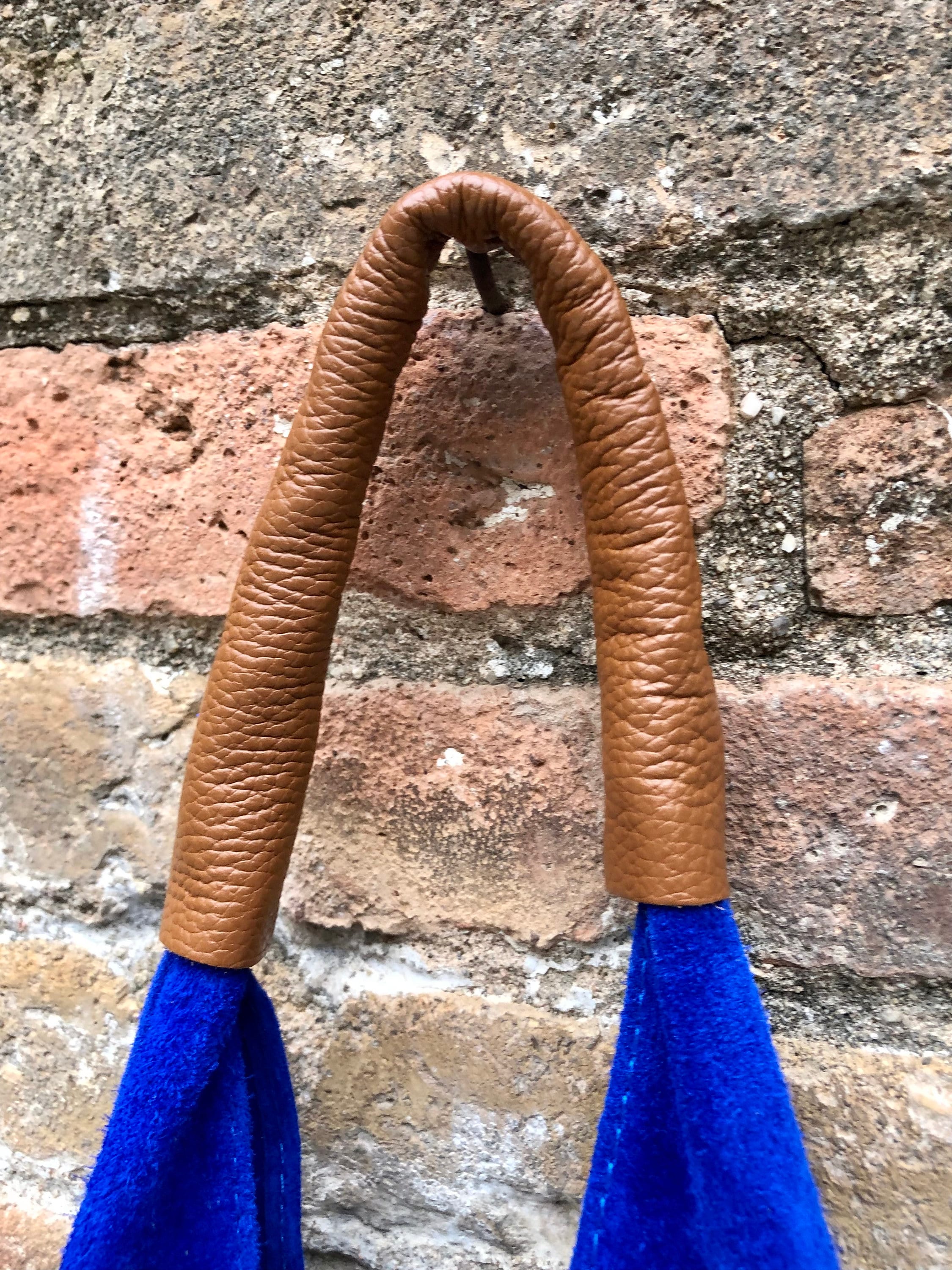 Special listing for S. Slouch leather bag in cobalt blue suede. SMALLER STYLE. Genuine leather shoulder bag. Origami shopper bag