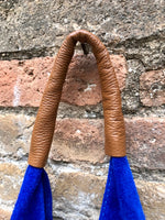 Special listing for S. Slouch leather bag in cobalt blue suede. SMALLER STYLE. Genuine leather shoulder bag. Origami shopper bag