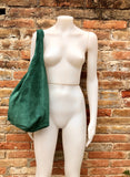 Large TOTE leather bag in GREEN with ZIPPER. Soft natural suede genuine leather shopper. Bohemian bag. Green suede slouch bag. Carry all bag