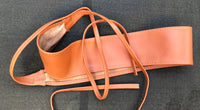 ORANGE - BROWN belt wrap belt in soft genuine leather. Waist belt in rusty brown. Light terracotta wraparound wide belt.