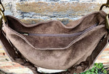 Brown crossbody / shoulder bag. Taupe brown boho suede leather bag with FRINGES. Genuine leather messenger with 2 straps. Brown suede purse