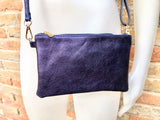 Small leather bag in METALLIC PURPLE. Cross body, shoulder bag or wristlet in GENUINE leather. Purple leather purse + adjustable strap