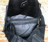 Tote suede leather bag in BLACK.Soft natural genuine leather shopper bag. Black suede shopper. Black shoulder bag. Black suede purse.