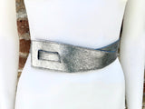 Leather 80s style obi belt . Wrap belt in silver. Waist belt in genuine leather. Silver wraparound belt. Silver dress belt