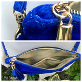 Crossbody bag. Boho suede leather bag in COBALT blue with tassel. Small messenger bag in genuine suede leather. Royal blue suede purse