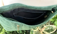 Crossbody bag. Green boho suede leather purse with bronze color tacks Genuine suede leather messenger bag. Green suede purse.