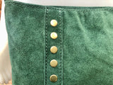 Crossbody bag. Green boho suede leather purse with bronze color tacks Genuine suede leather messenger bag. Green suede purse.