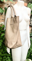 Beige TOTE leather bag. Soft GENUINE leather bag. Large beige leather bag. Laptop, tablet bag, leather bag for books. Beige leather shopper