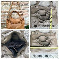 CAMEL BROWN genuine leather bag. Hand / shoulder / crossbody bag. Removable longer adjustable strap. Light tobacco shopper bag. Taupe purse