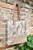 Tote leather bag in pink gold .Soft natural genuine leather shopper bag. Metallic leather shopper. Pink shoulder bag. Gold pink purse