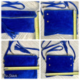 Crossbody bag. Boho suede leather bag in COBALT blue with tassel. Small messenger bag in genuine suede leather. Royal blue suede purse