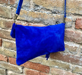 Crossbody bag. Boho suede leather bag in COBALT blue with tassel. Small messenger bag in genuine suede leather. Royal blue suede purse