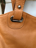 CAMEL BROWN genuine leather bag. Hand / shoulder / crossbody bag. Removable longer adjustable strap. Light tobacco shopper bag. Taupe purse