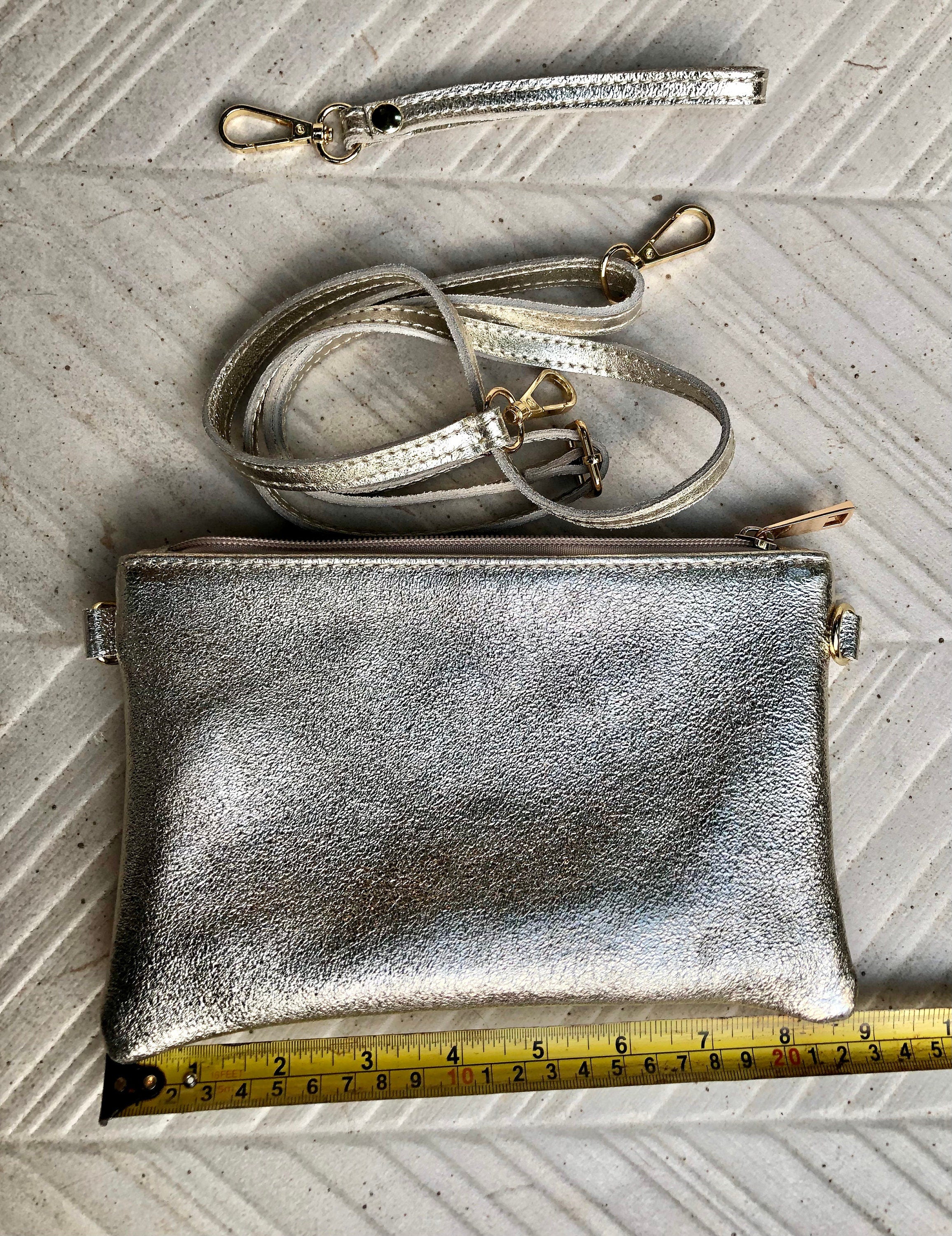 Small leather bag in GOLD .Cross body, shoulder bag or wristlet in GENUINE leather. Golden leather bag with adjustable strap. Gold purse