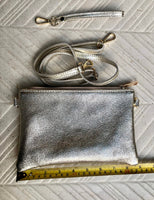 Small leather bag in GOLD .Cross body, shoulder bag or wristlet in GENUINE leather. Golden leather bag with adjustable strap. Gold purse