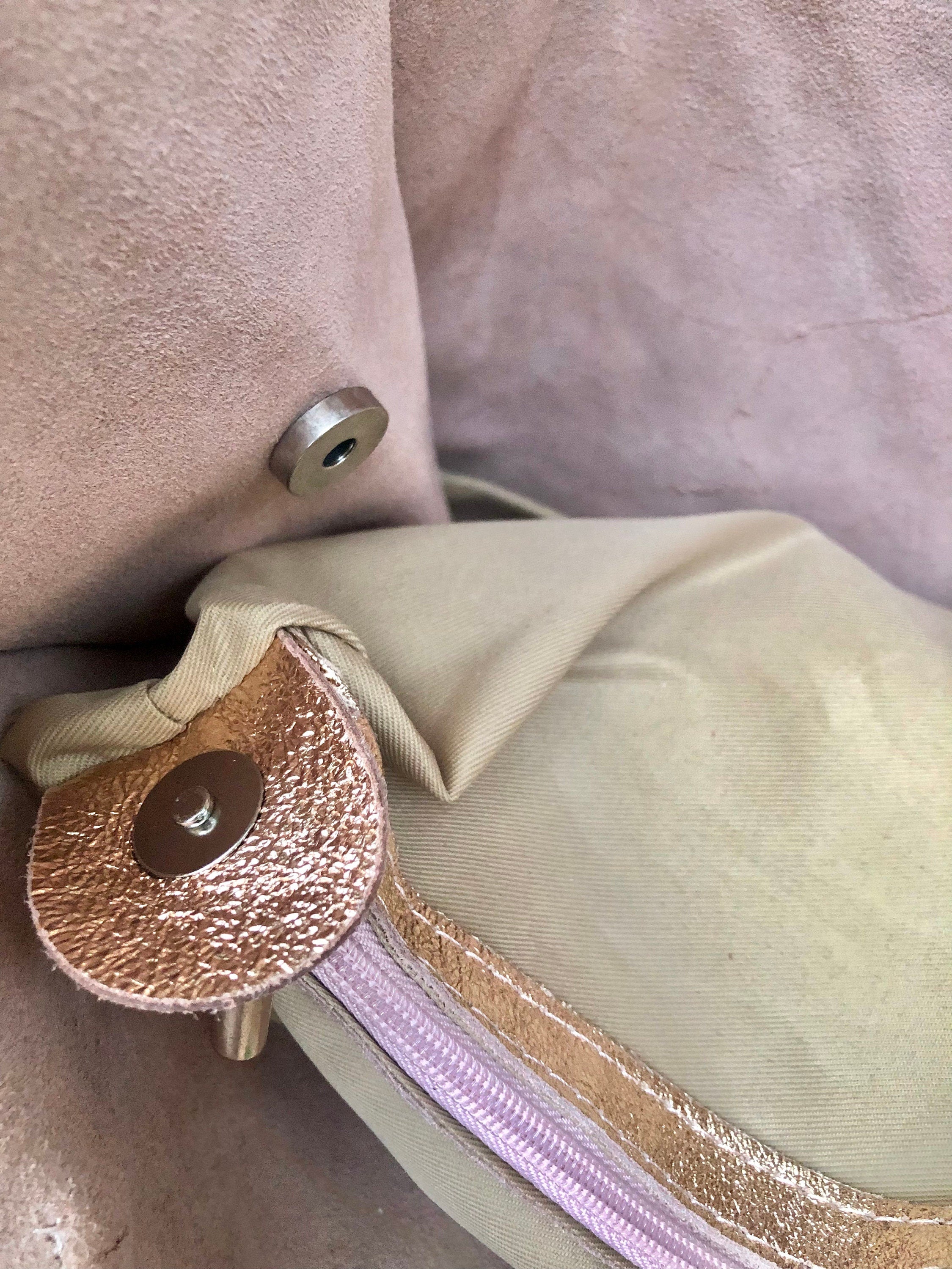 Tote leather bag in pink gold .Soft natural genuine leather shopper bag. Metallic leather shopper. Pink shoulder bag. Gold pink purse