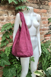 Large slouch leather bag in RASPBERRY PINK . Slouch bag made with soft natural suede, genuine leather bag. Boho bag. Pink leather shopper