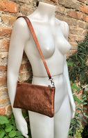 Small leather bag in COPPER .Cross body, shoulder bag or wristlet in GENUINE leather. COPPER leather bag + adjustable strap. Copper purse