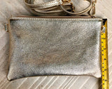 Small leather bag in GOLD .Cross body, shoulder bag or wristlet in GENUINE leather. Golden leather bag with adjustable strap. Gold purse