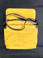 YELLOW messenger bag in genuine suede leather. Yellow rossbody / shoulder bag. Bright yellow suede purse. Adjustable strap zipper and flap.