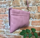 Small leather bag in purple - pink. Pink Crossbody bag, shoulder bag in GENUINE leather. Pink purse with adjustable strap and zipper