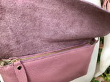 Small leather bag in purple - pink. Pink Crossbody bag, shoulder bag in GENUINE leather. Pink purse with adjustable strap and zipper