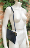 Small leather bag in NAVY BLUE .Cross body, shoulder bag or wristlet in GENUINE leather. Blue leather purse + adjustable strap