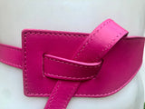 Obi belt in genuine leather. HOT PINK Wrap belt. Waist belt in FUCHSIA. Pink wraparound belt. Genuine leather magenta 80s style dress belt