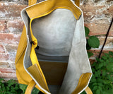 Tote bag in YELLOW. Genuine leather shopper bag. Laptop, office bag to carry your tablet or books. Leather shoulder /handbag. Yellow purse