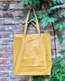 Tote bag in YELLOW. Genuine leather shopper bag. Laptop, office bag to carry your tablet or books. Leather shoulder /handbag. Yellow purse